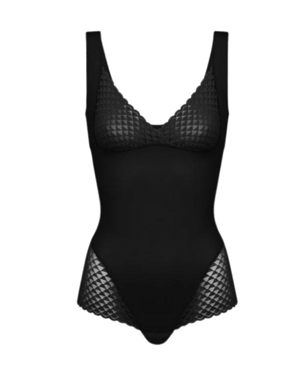 NWT Simone Perele Subtile Lace Shapewear Bodysuit Black M - Picture 3 of 9